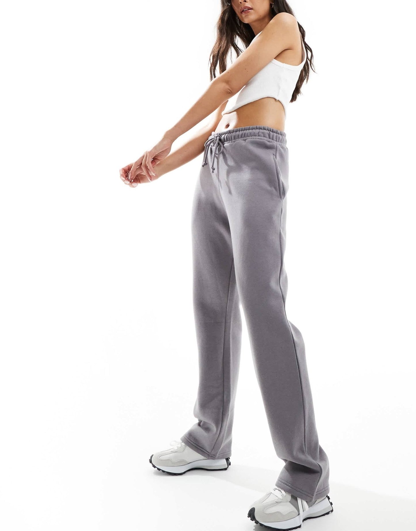 Missyempire exclusive drawstring detail wide leg jogger in charcoal - ASOS Sample Sale EU Store