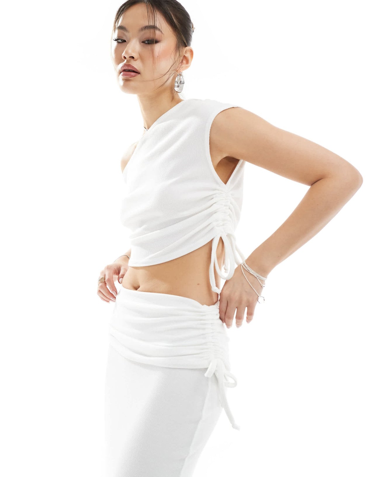 Missyempire off shoulder top co - ord in ivory - ASOS Sample Sale EU Store