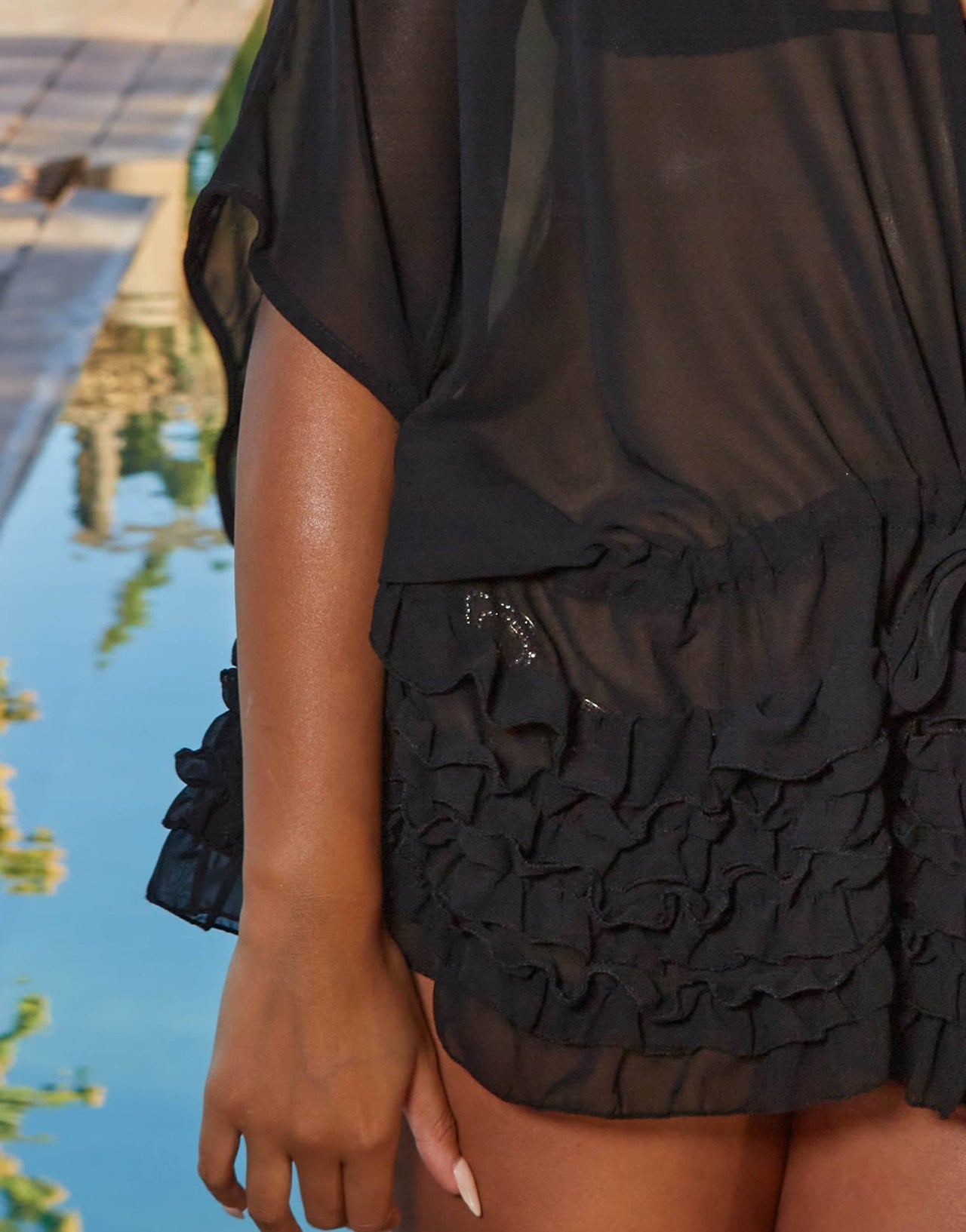 Moda Minx X Sophie Piper ruffle kaftan in black - ASOS Sample Sale EU Store