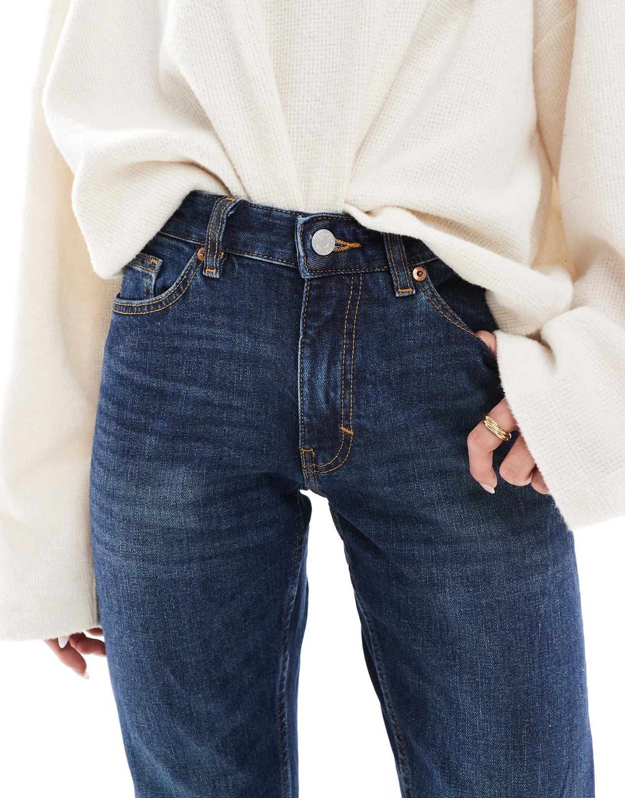 Monki Ako mid waist slim fit jeans in ocean blue - ASOS Sample Sale EU Store