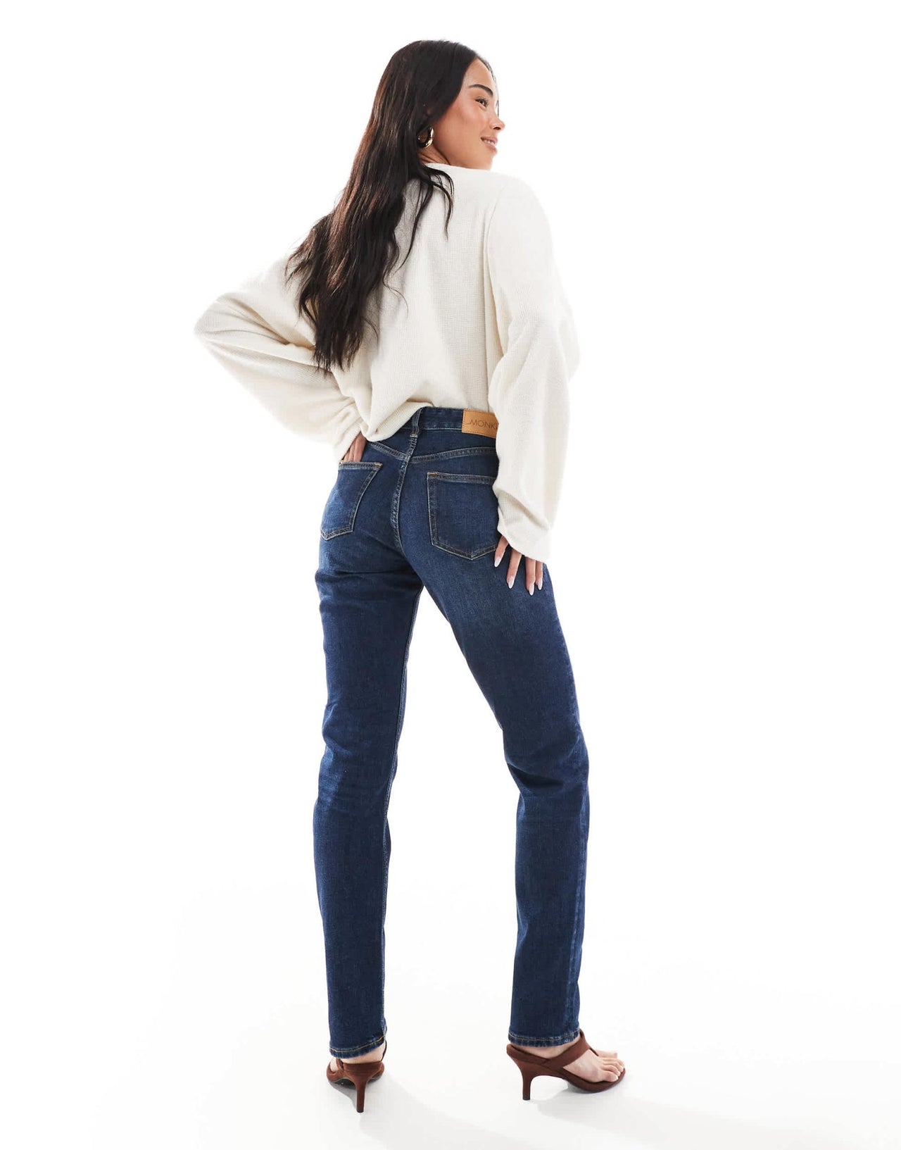 Monki Ako mid waist slim fit jeans in ocean blue - ASOS Sample Sale EU Store