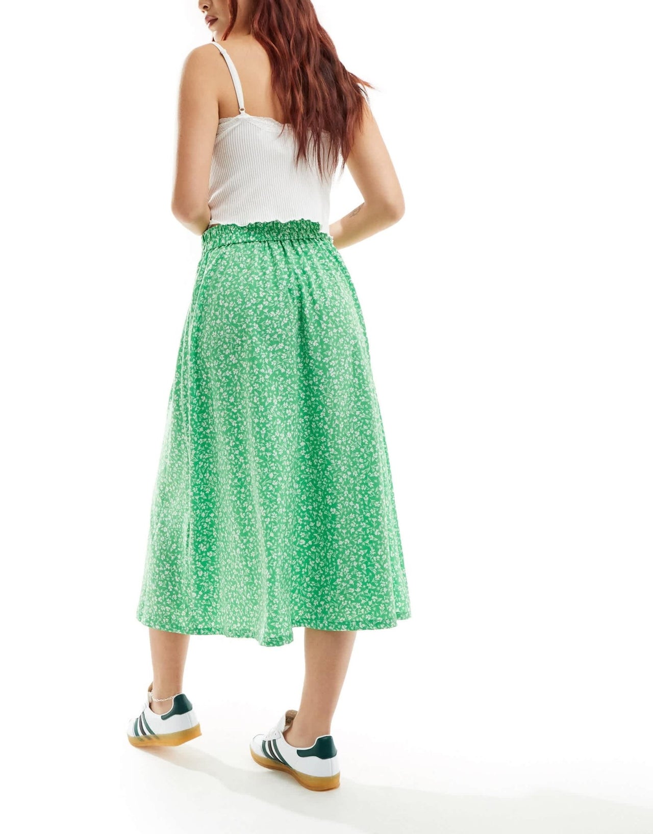 Monki button through midi skirt in green meadow floral - ASOS Sample Sale EU Store