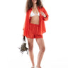 Monki co-ord drawstring waist linen shorts in red