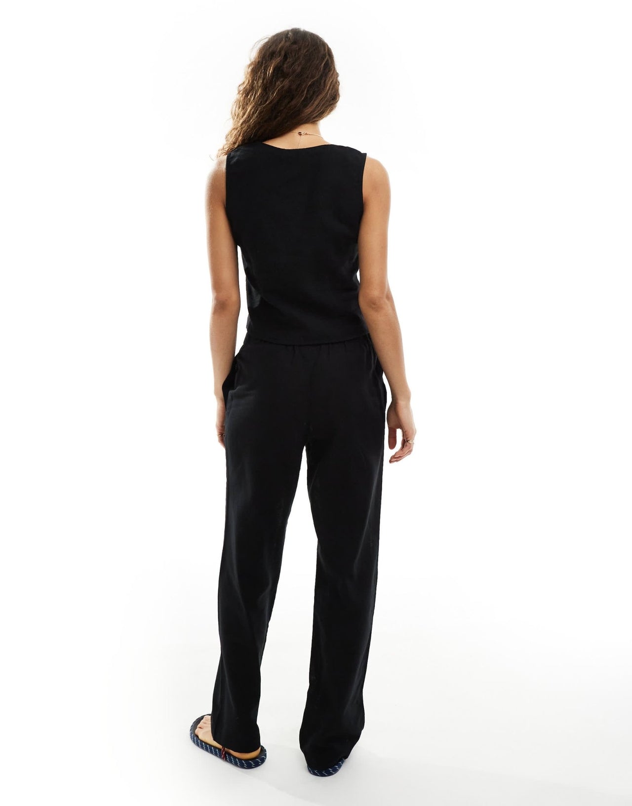 Monki co - ord linen wide leg trousers in black - ASOS Sample Sale EU Store