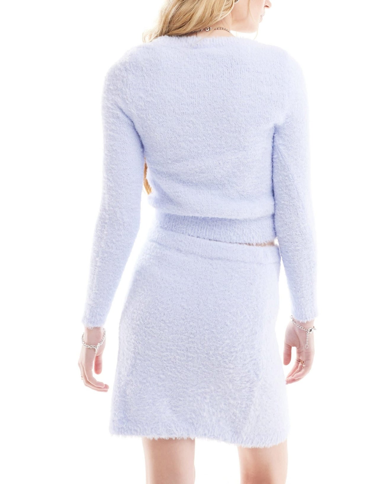 Monki co - ord mini fluffy knit skirt in light blue - ASOS Sample Sale EU Store
