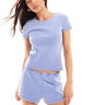 Monki co-ord pointelle lounge shorts in washed blue