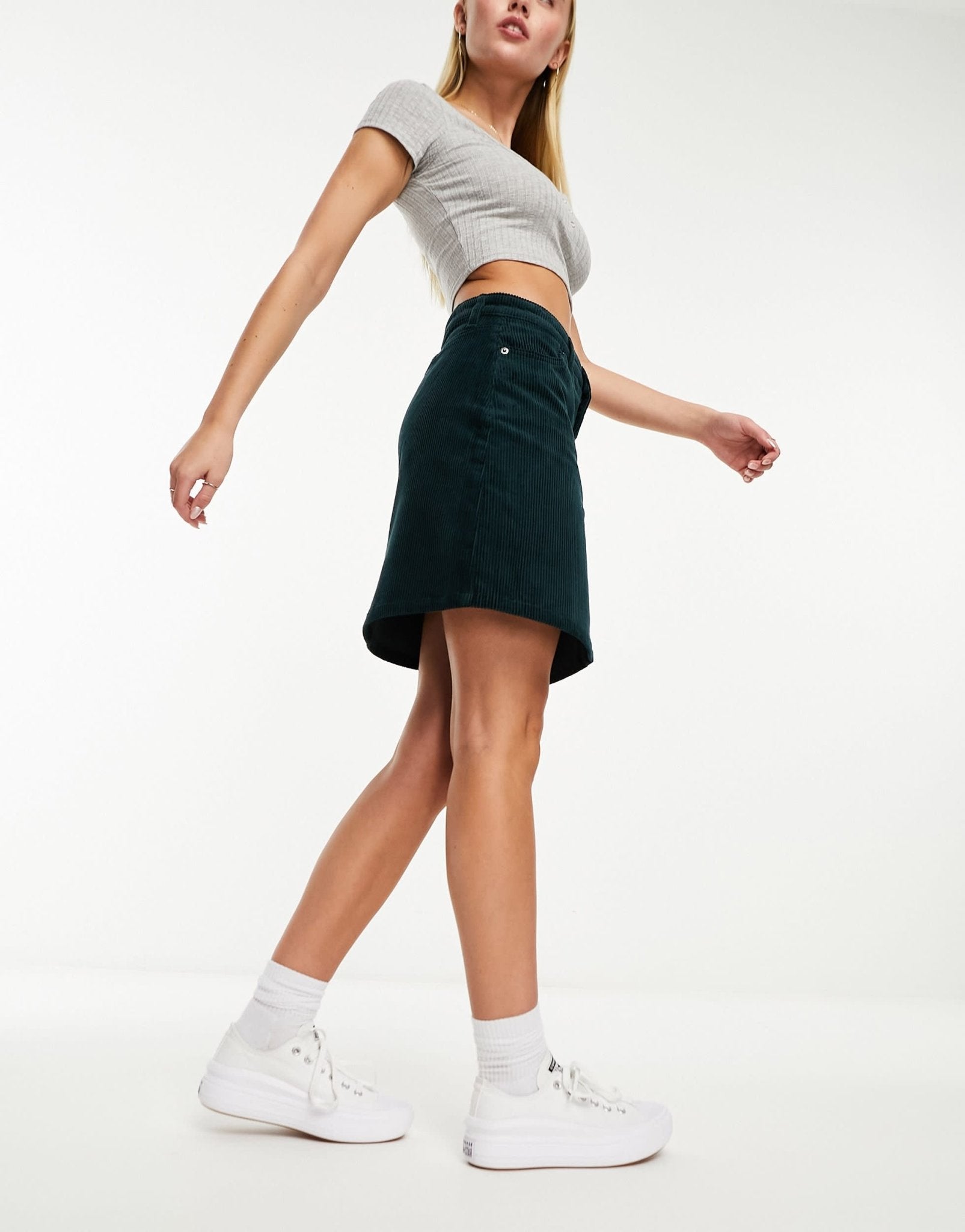 Monki cord mini skirt in forest green - ASOS Sample Sale EU Store