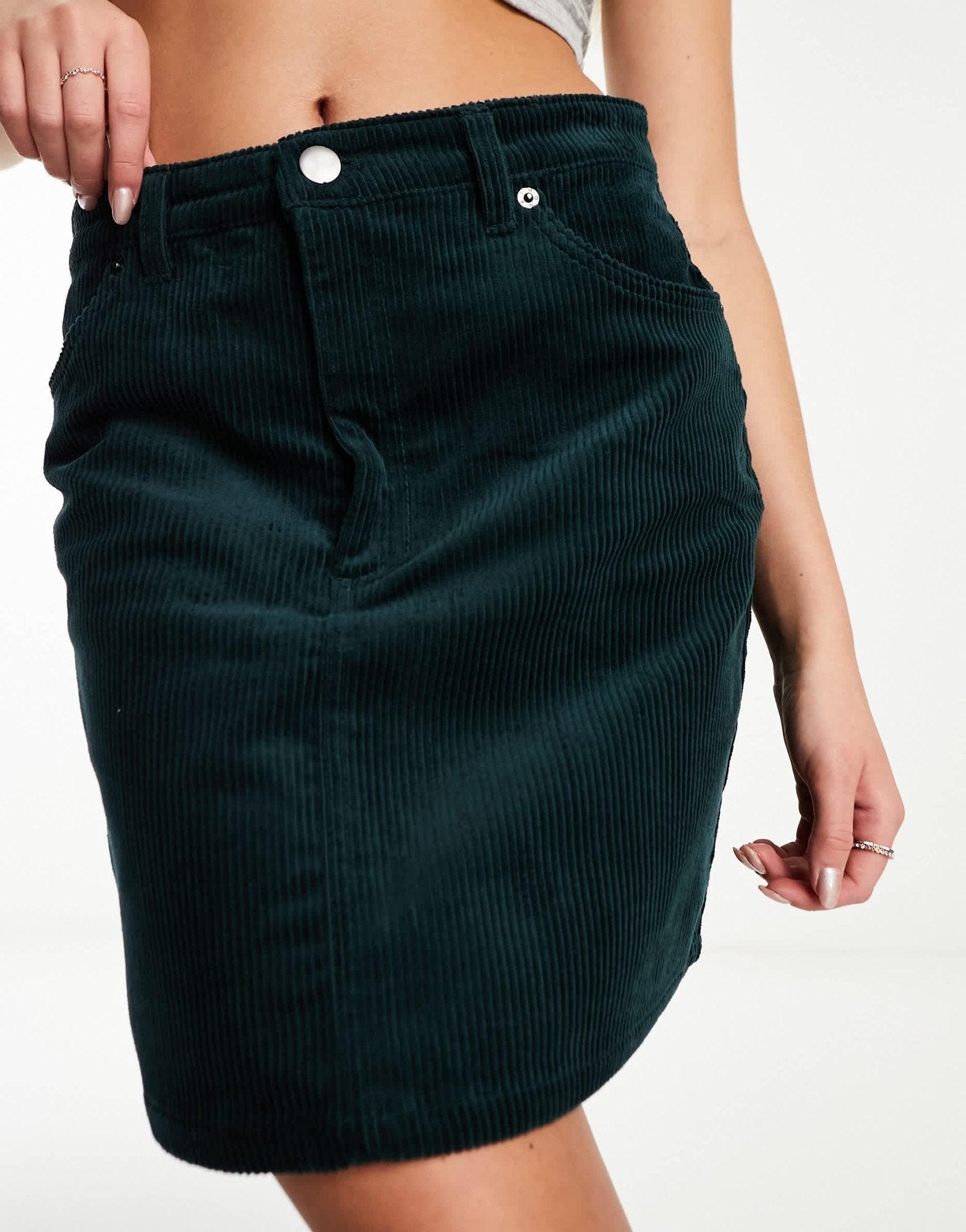 Monki cord mini skirt in forest green - ASOS Sample Sale EU Store