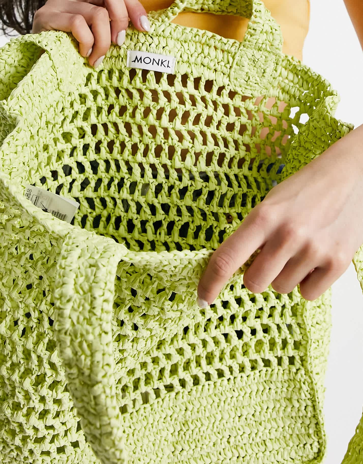 Monki crochet tote bag in lime green - ASOS Sample Sale EU Store