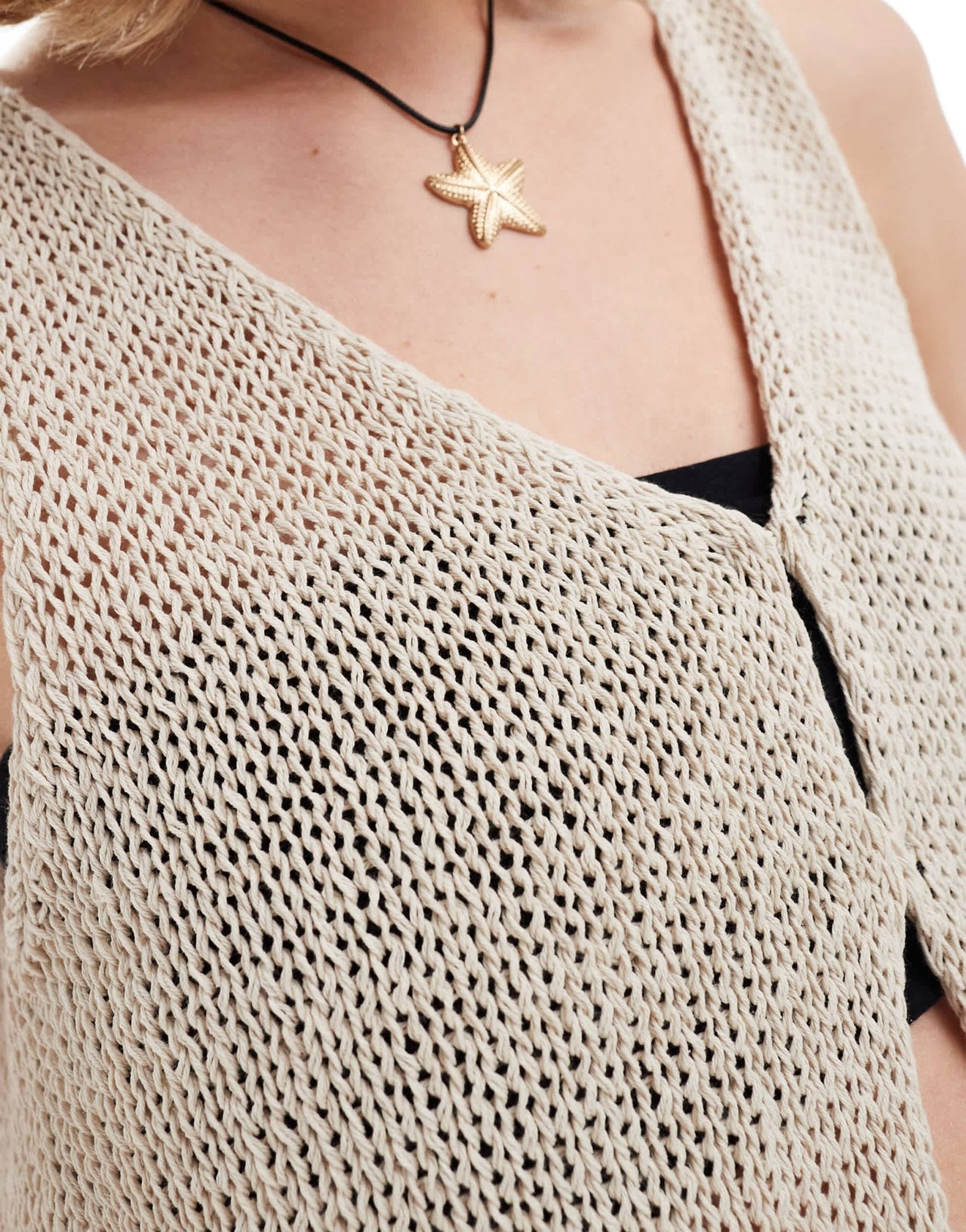 Monki crochet waistcoat vest in beige - ASOS Sample Sale EU Store