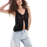 Monki crochet waistcoat vest in black