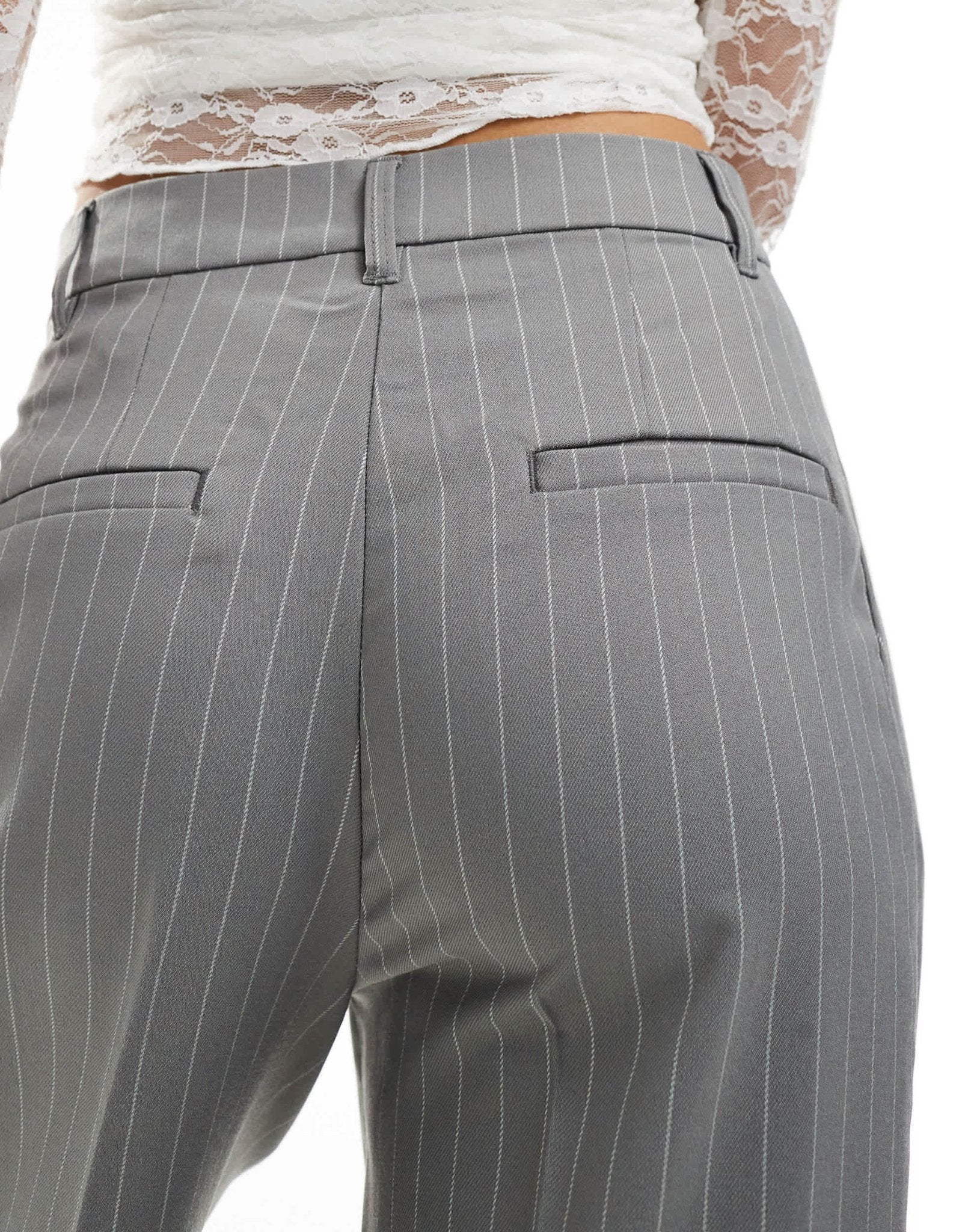 Monki high waist tailored trousers in grey with white pinstripe - ASOS Sample Sale EU Store