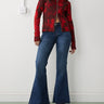 Monki Katsumi low waist boot cut flare jeans in dark ocean blue wash