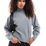 Maglione a collo alto lavorato a maglia Monki in grigio mélange