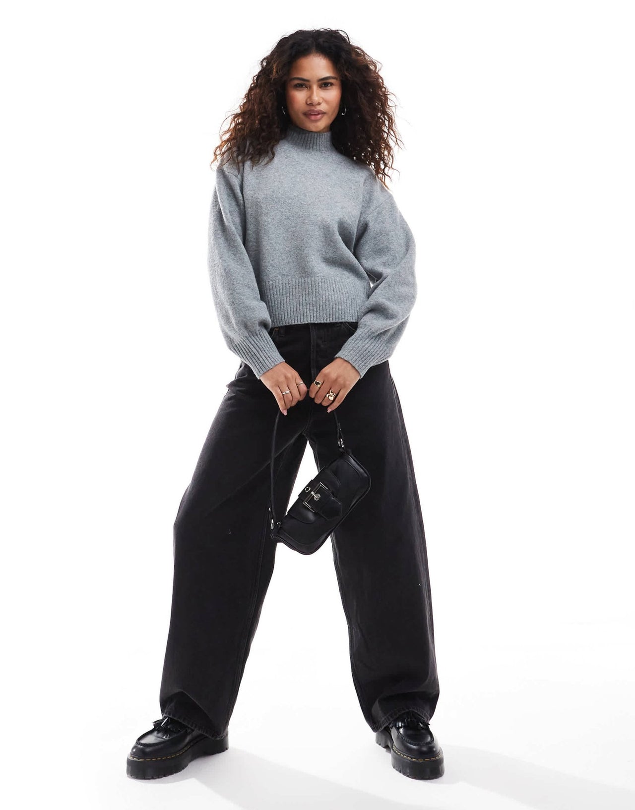 Monki knitted turtleneck sweater in grey melange - ASOS Sample Sale EU Store
