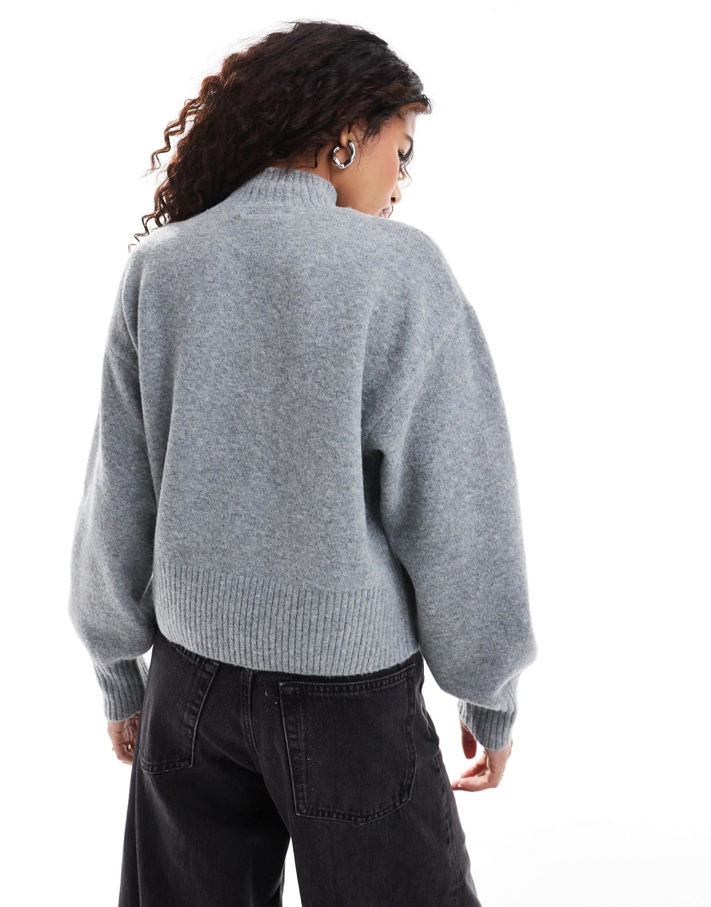 Monki knitted turtleneck sweater in grey melange - ASOS Sample Sale EU Store