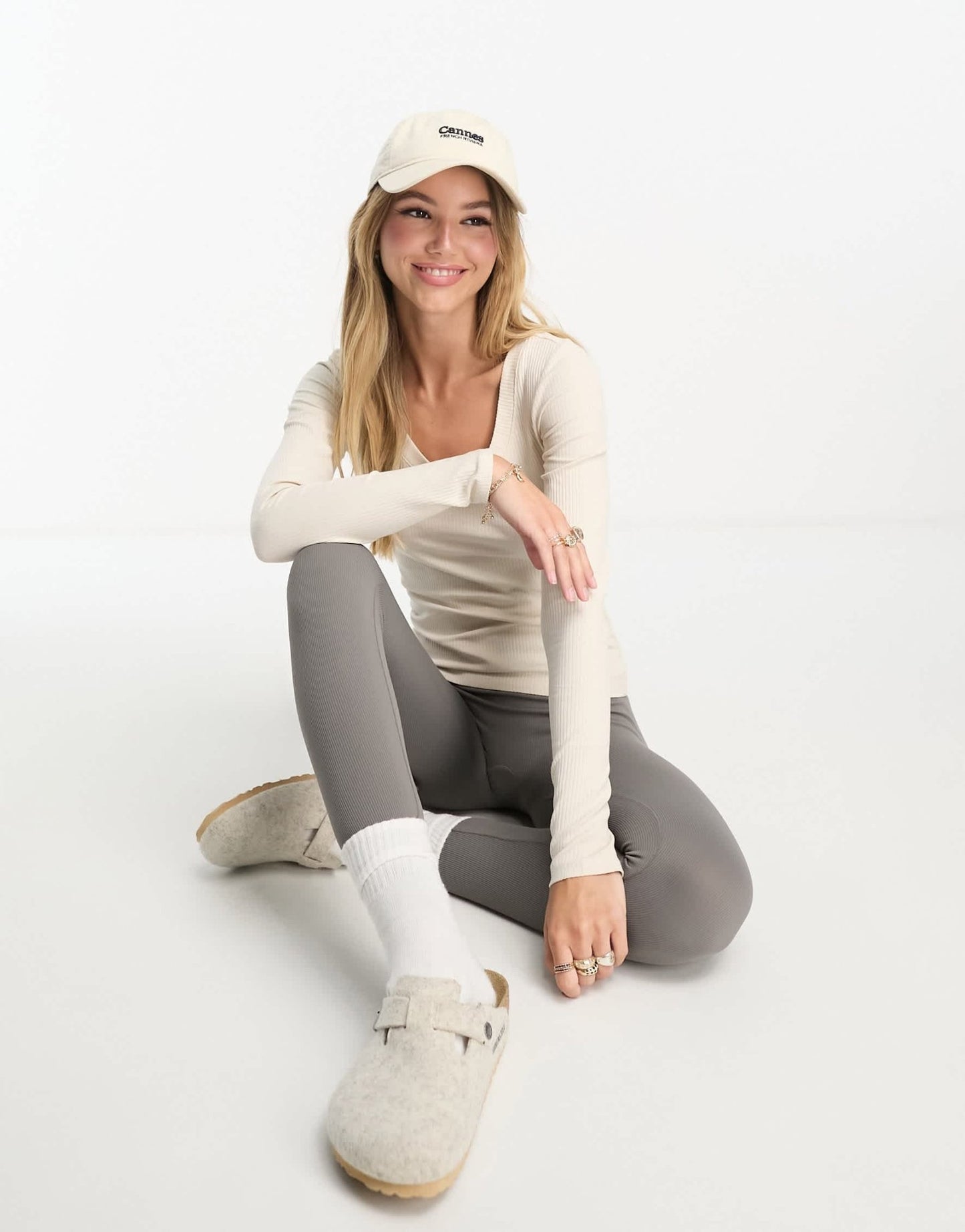 Monki long sleeve scoop neck top in beige - ASOS Sample Sale EU Store