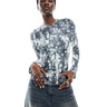 Monki long sleeve silver sequin print top