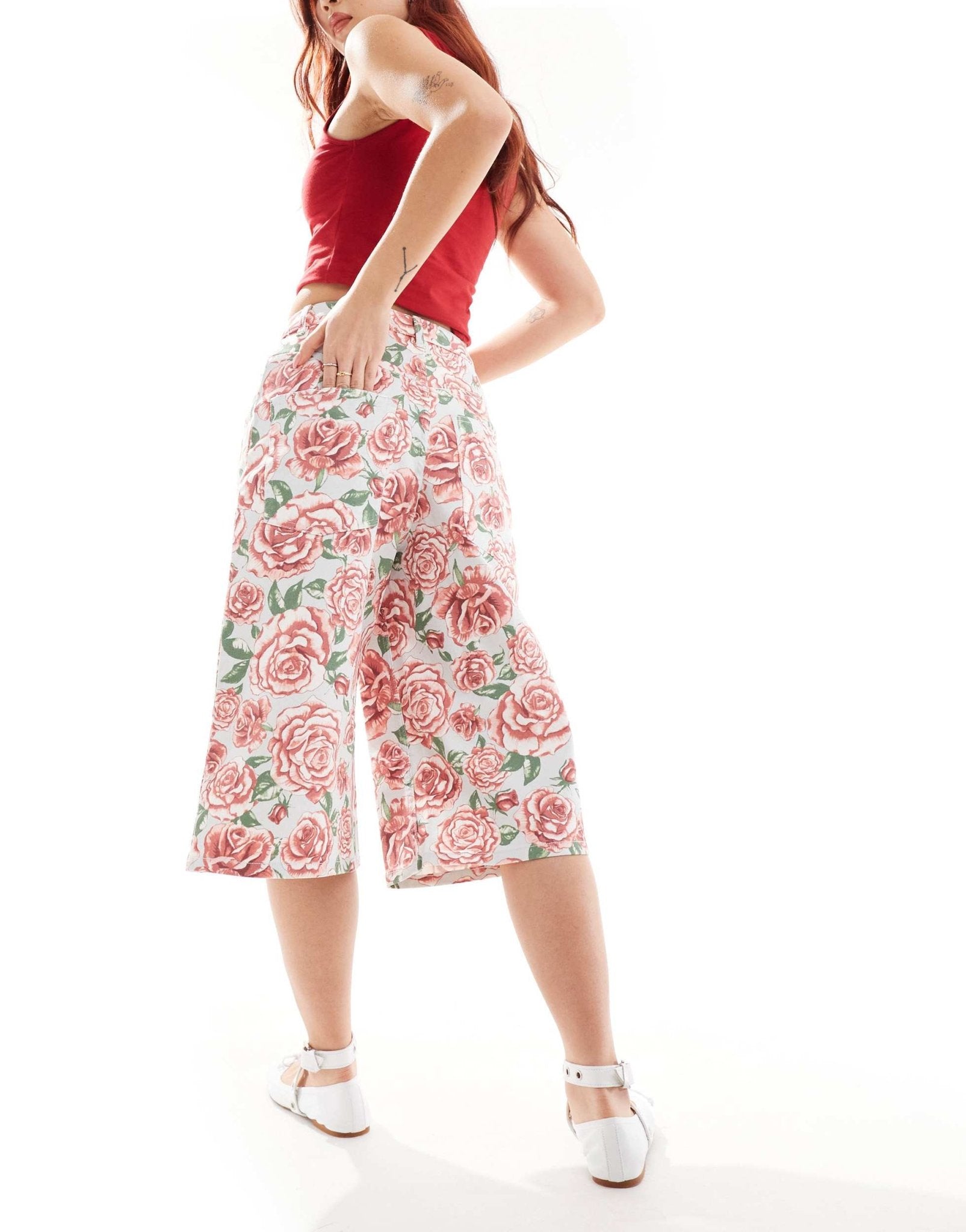 Monki longline culottes shorts in rose print - ASOS Sample Sale EU Store