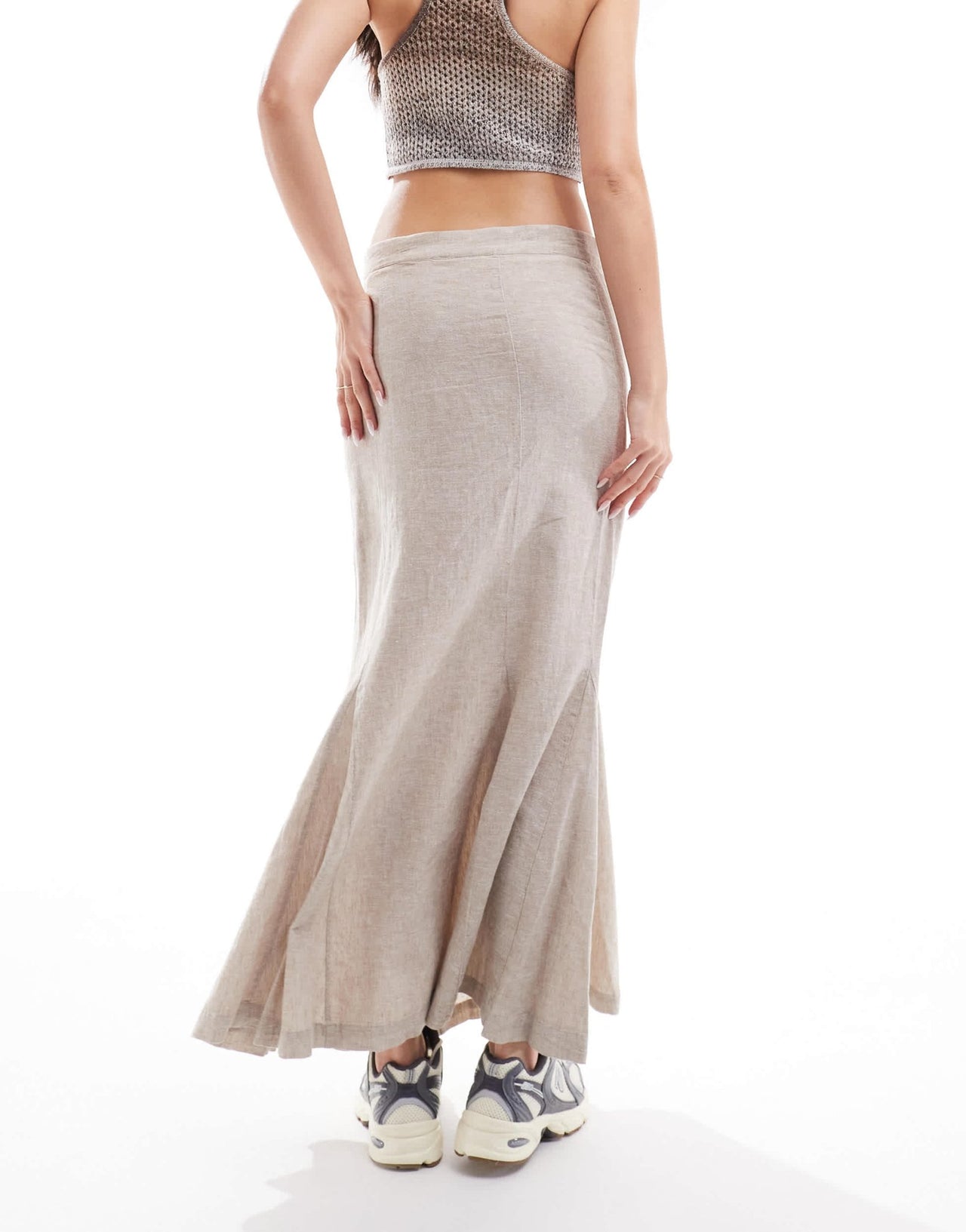 Monki longline linen maxi tube mermaid skirt in beige - ASOS Sample Sale EU Store