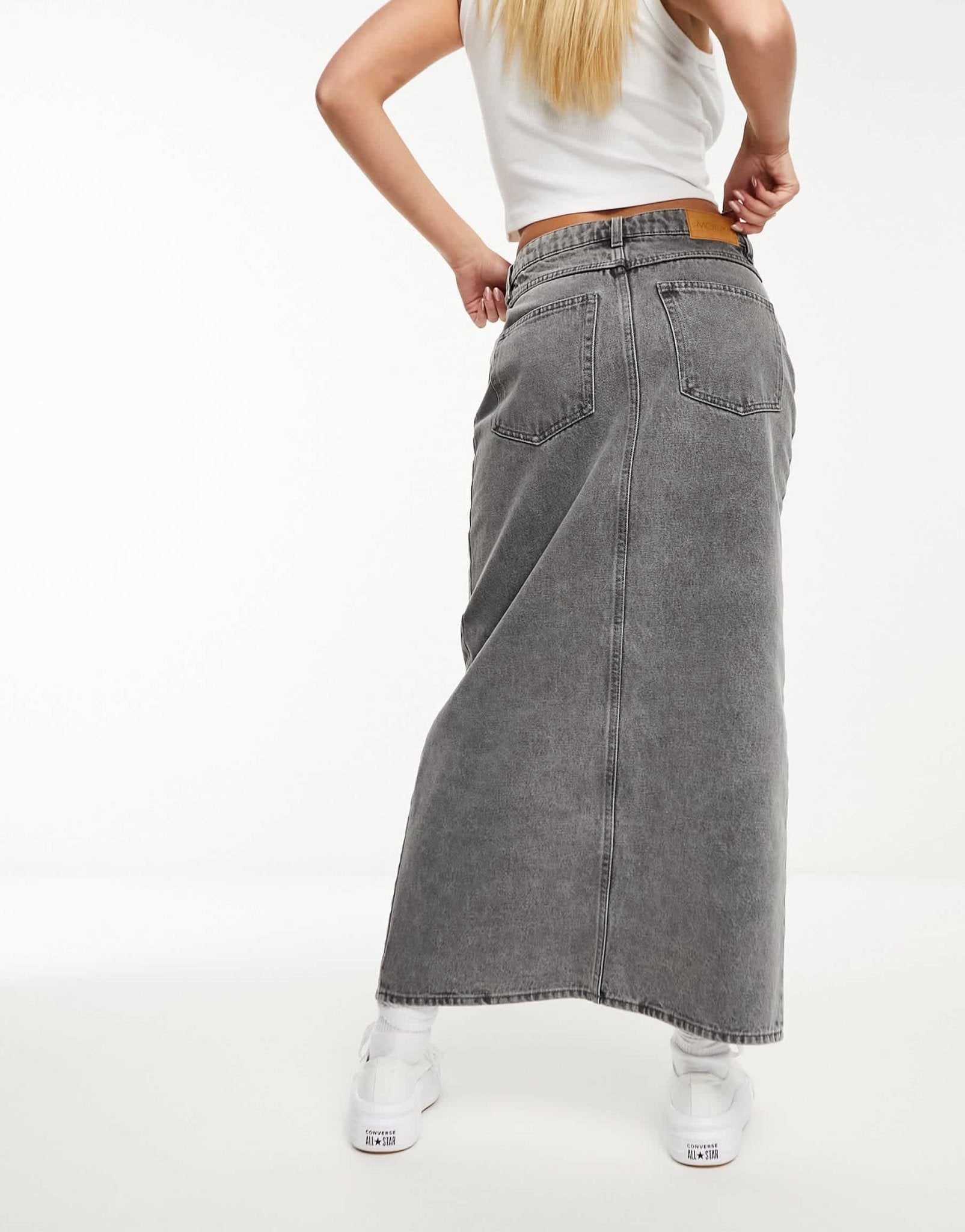 Monki midi denim skirt in grey - ASOS Sample Sale EU Store