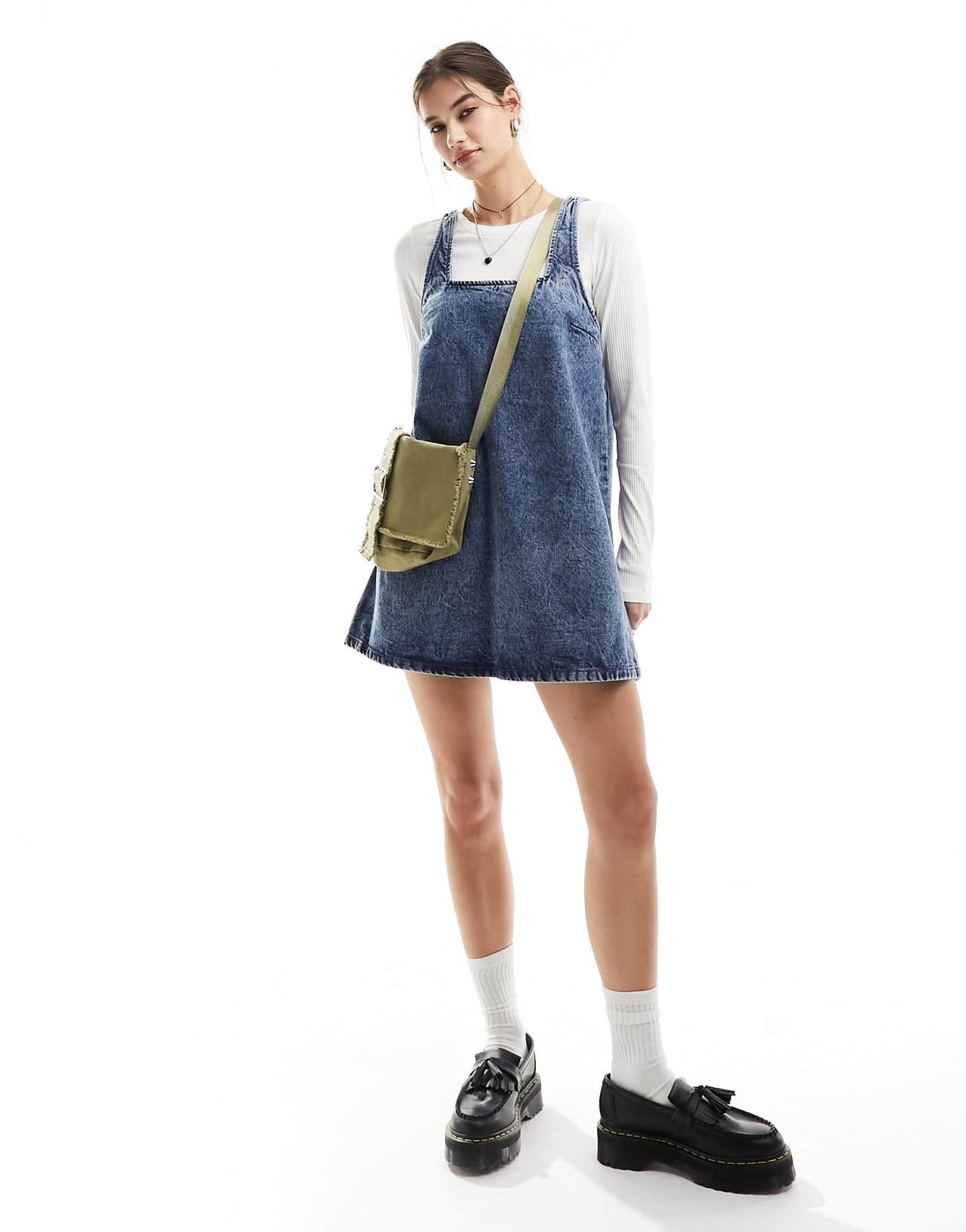 Monki mini denim dungaree dress in soft acid blue wash - ASOS Sample Sale EU Store