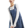 Monki mini denim dungaree dress in soft acid blue wash