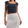 Monki mini satin lace skirt in pink check