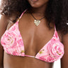 Monki mix and match co-ord triangle bikini top with rose placement in pink rose print