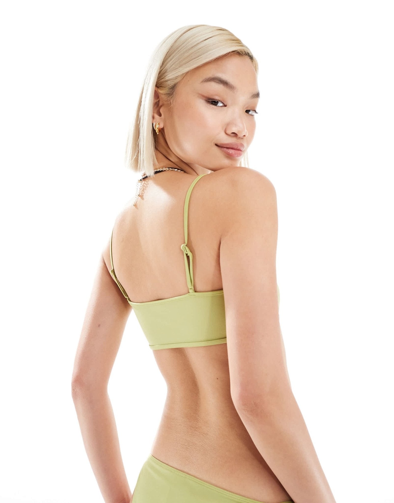 Monki mix and match underwire bikini top in light khaki green - ASOS Sample Sale EU Store