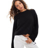 Maglione lavorato a maglia rilassato Monki con scollo rotondo in nero