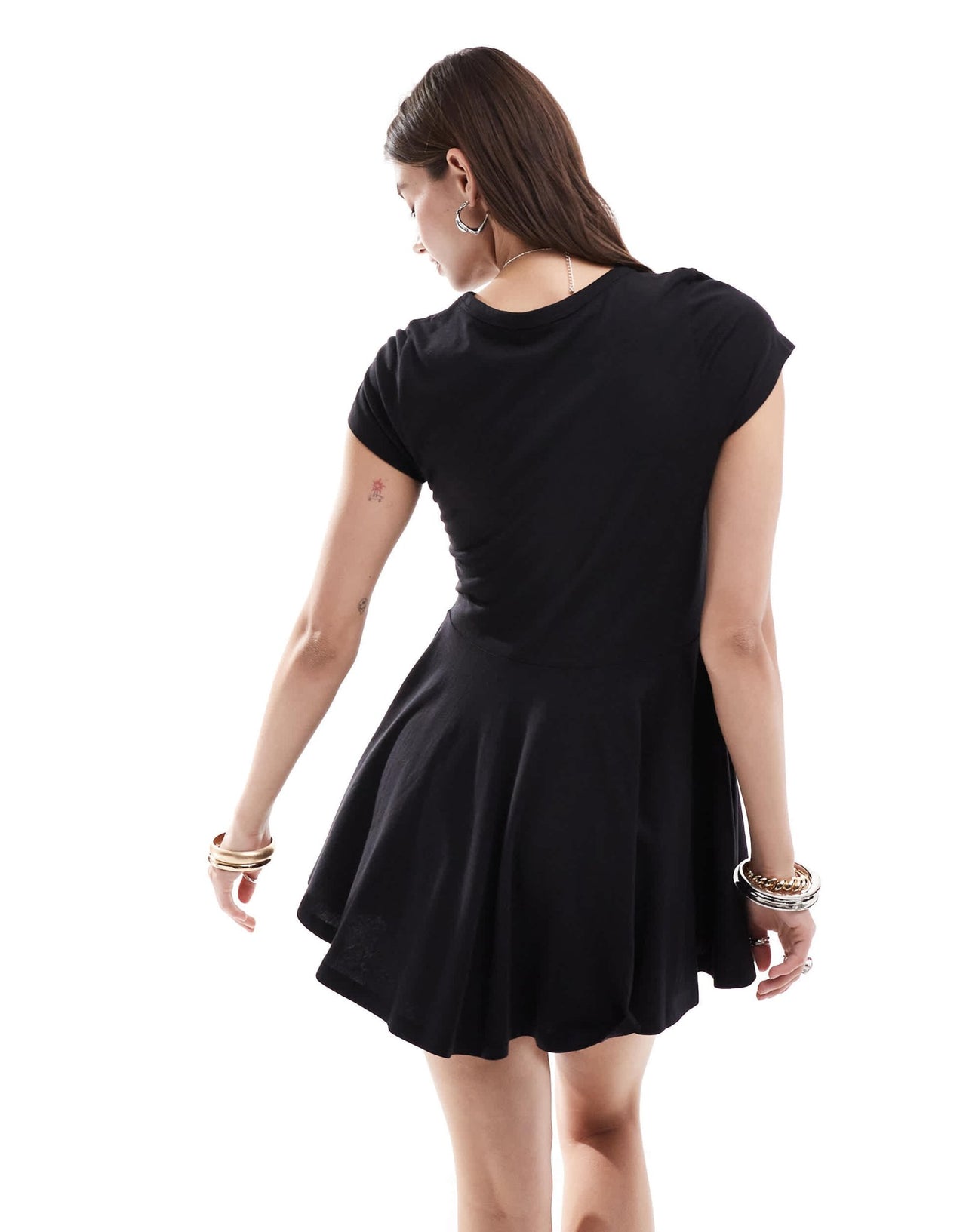 Monki short sleeve mini jersey dress with an a - line skirt in black - ASOS Sample Sale EU Store