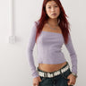 Monki square neck panelled top with long sleeves in washed lilac