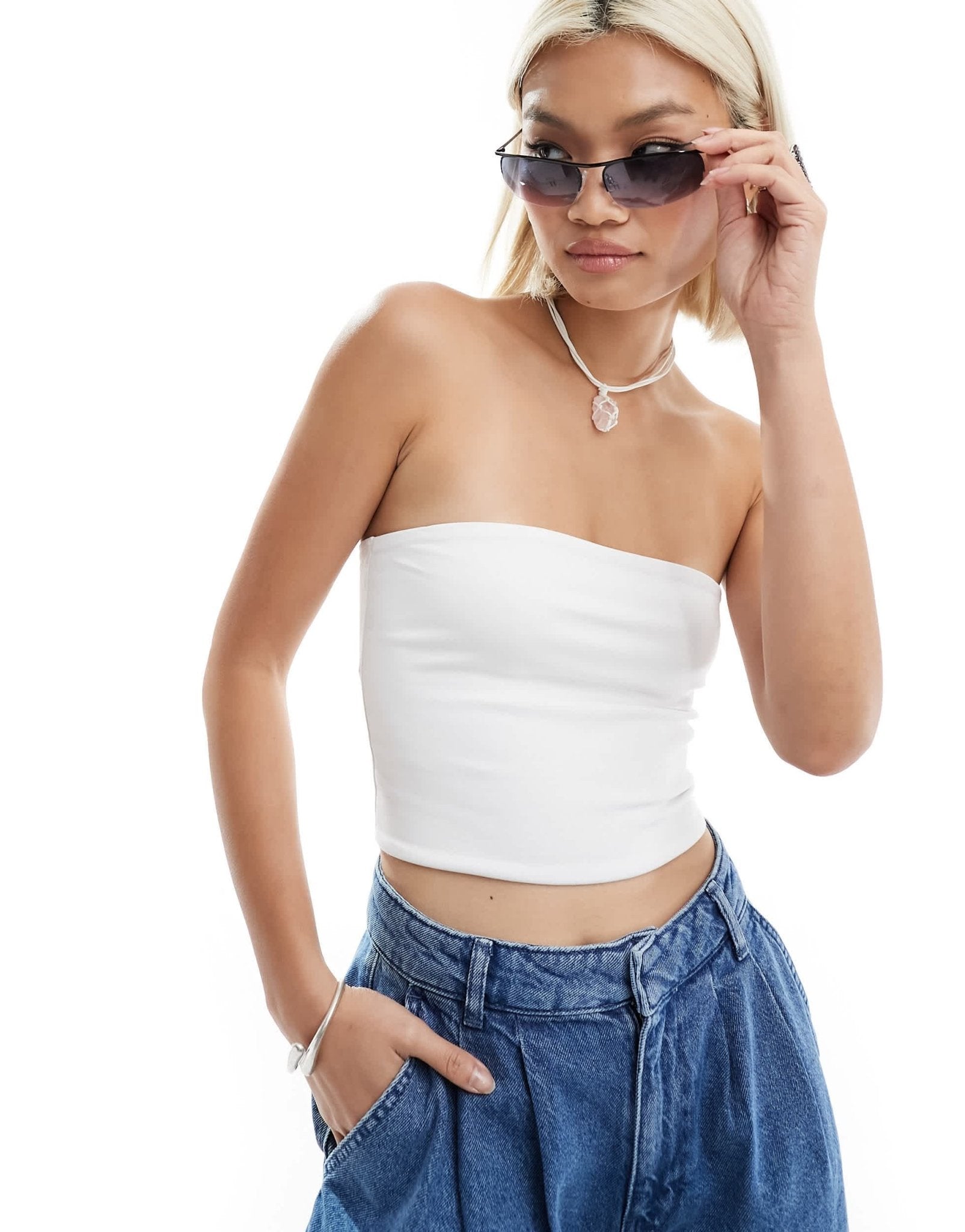 Monki strapless top in white - ASOS Sample Sale EU Store