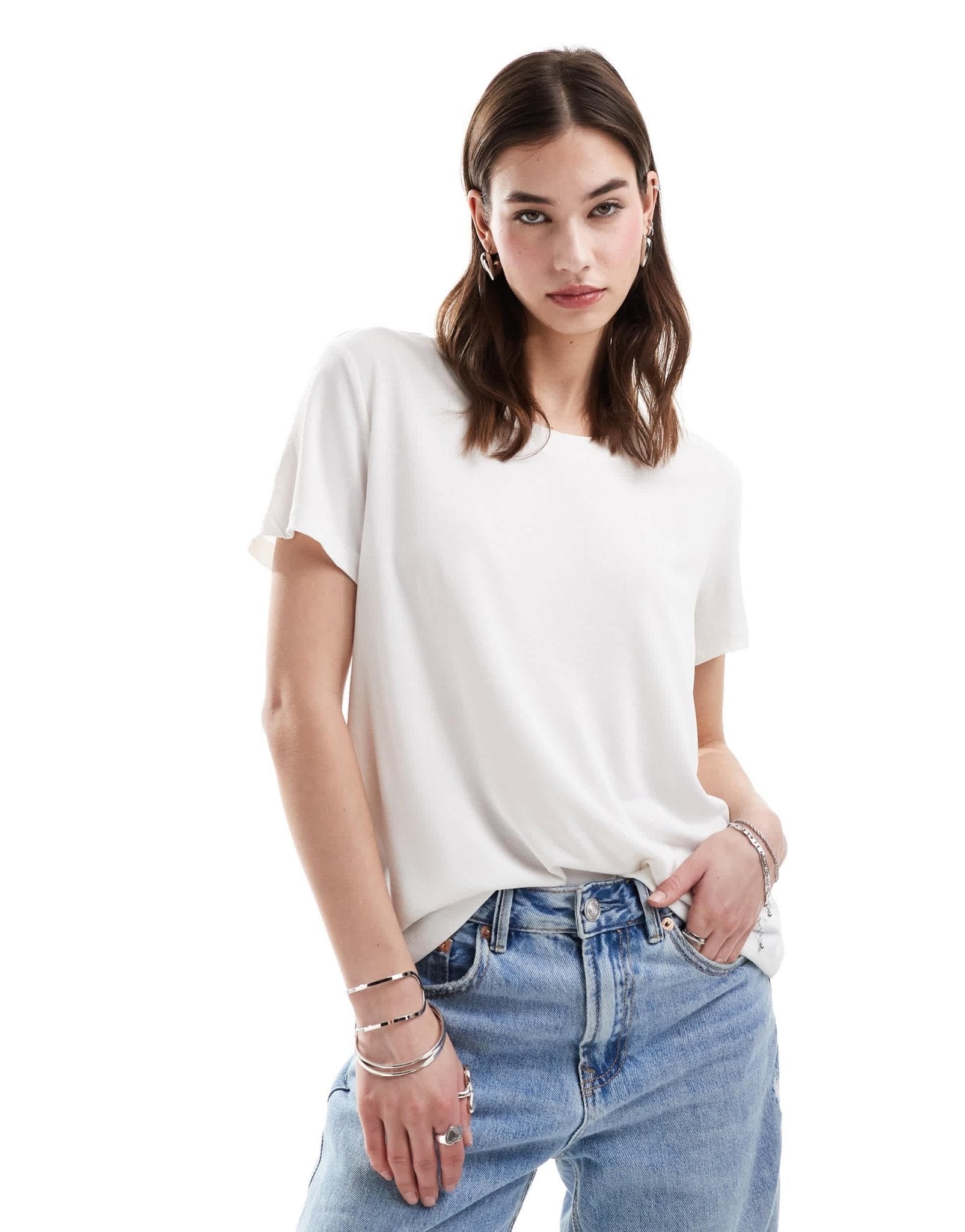 Monki super soft t-shirt in white - ASOS Sample Sale EU Store
