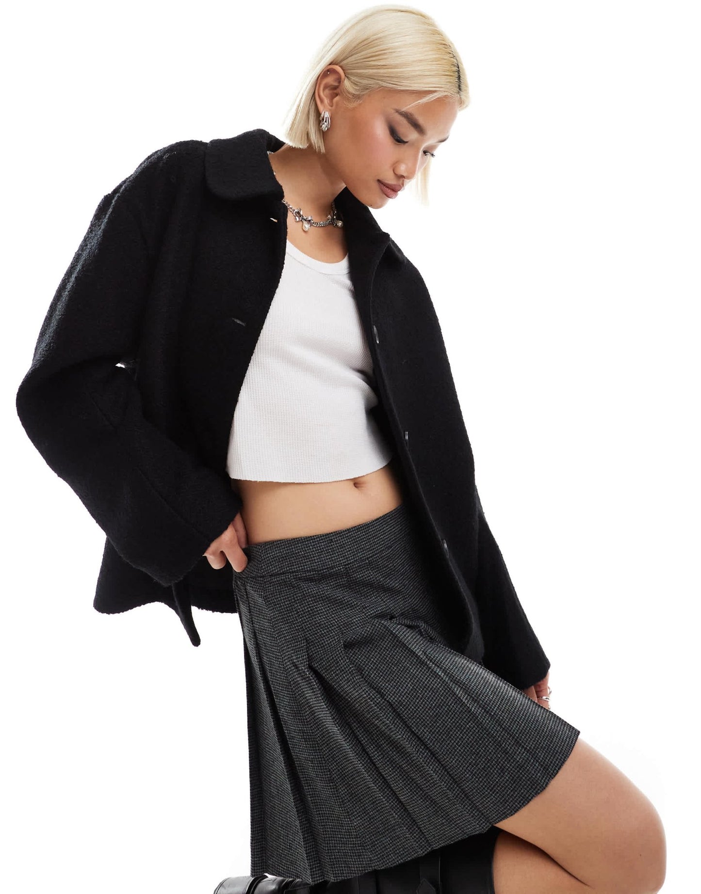 Monki wool blend coat in black - ASOS Sample Sale EU Store