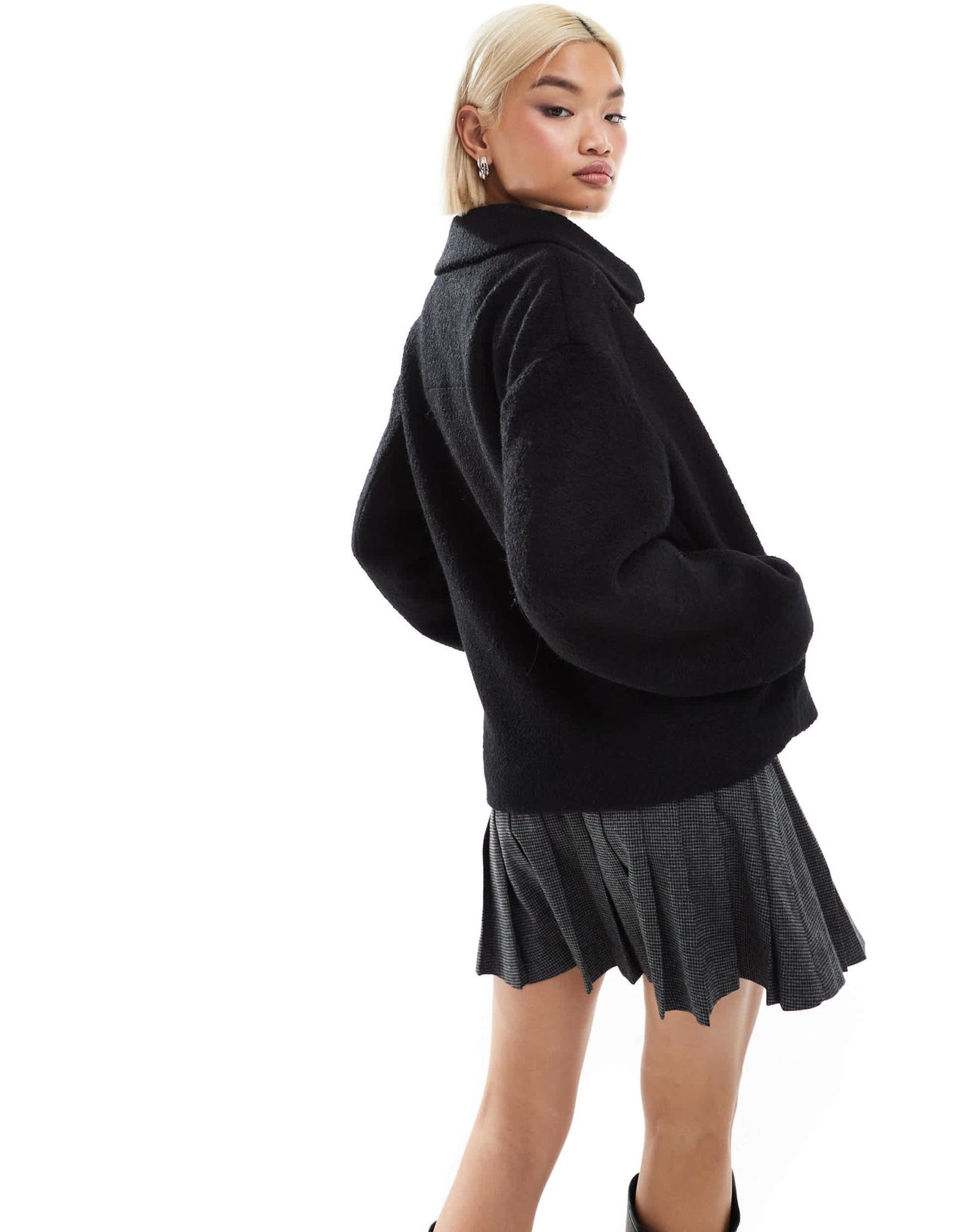 Monki wool blend coat in black - ASOS Sample Sale EU Store