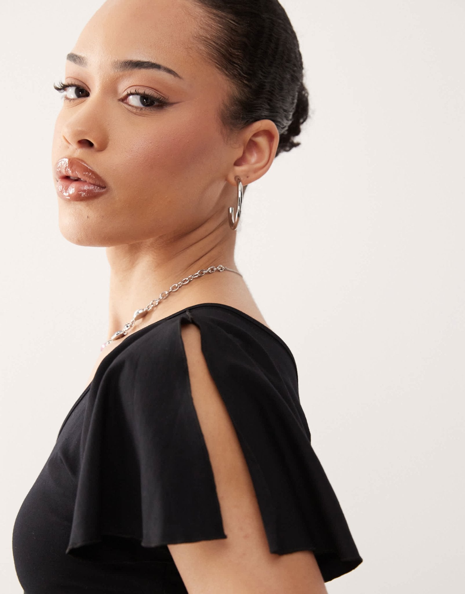 Motel kaffa one shoulder slinky top in black - ASOS Sample Sale EU Store