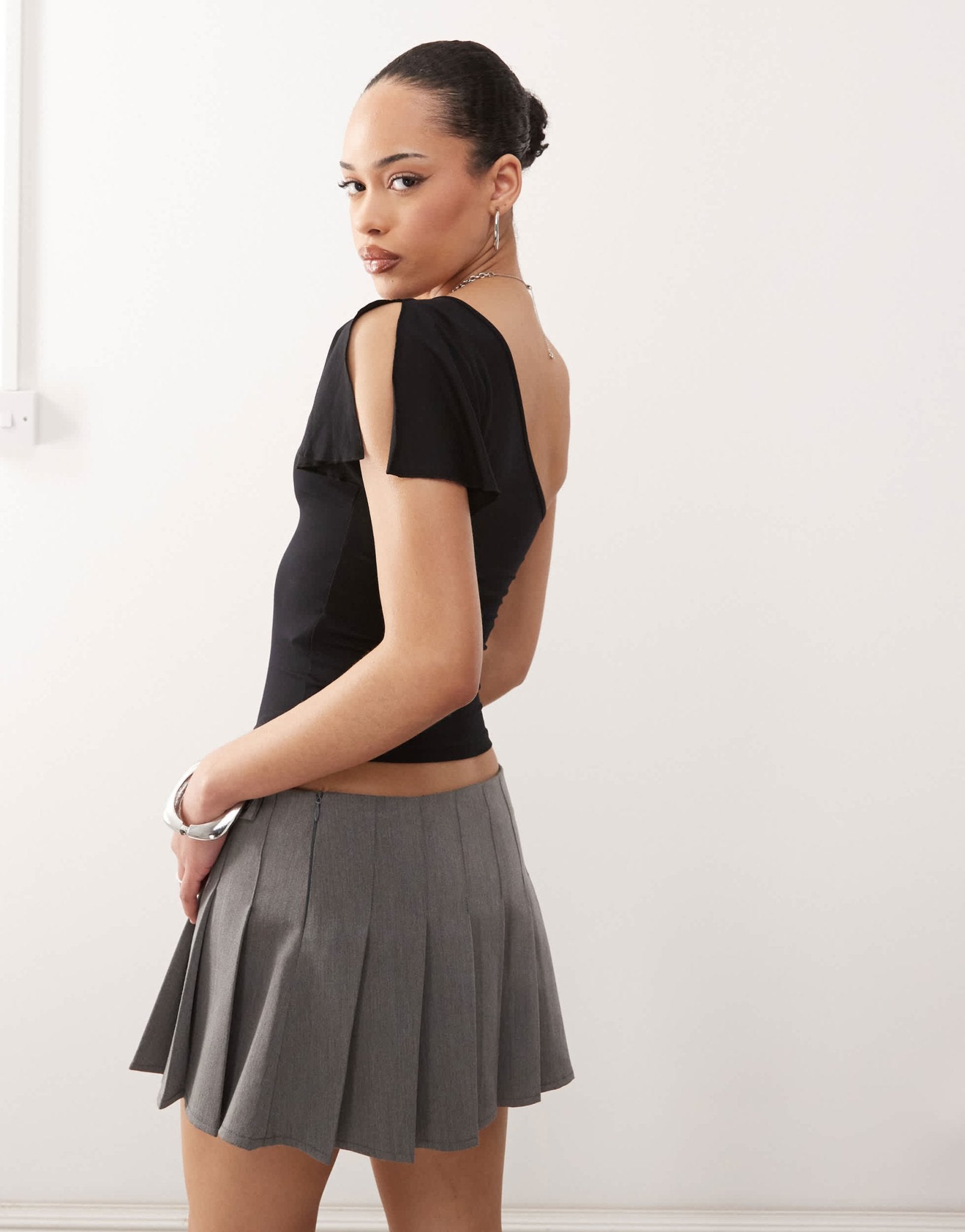 Motel kaffa one shoulder slinky top in black - ASOS Sample Sale EU Store