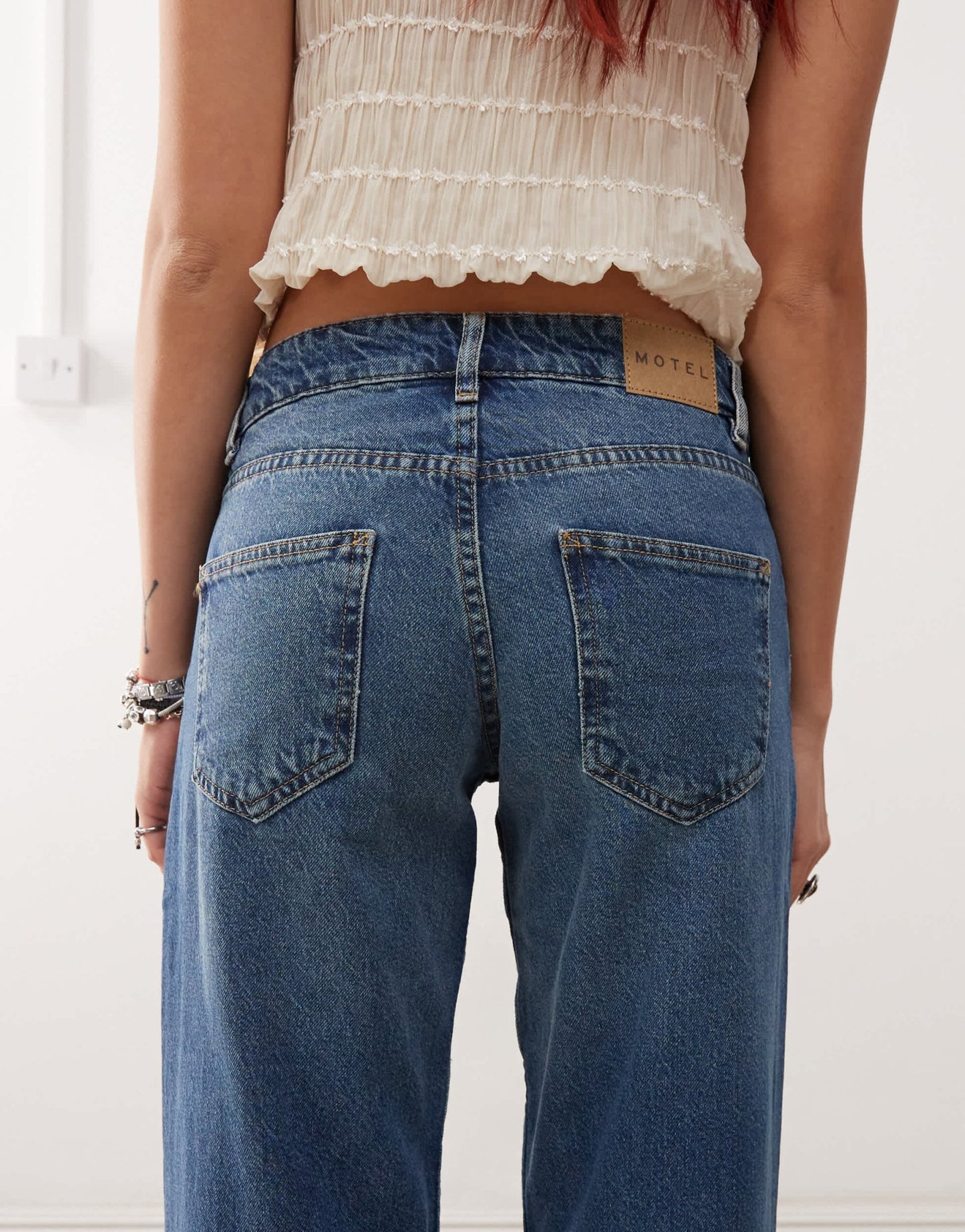 Motel low rise parallel jeans in mid blue used - ASOS Sample Sale EU Store