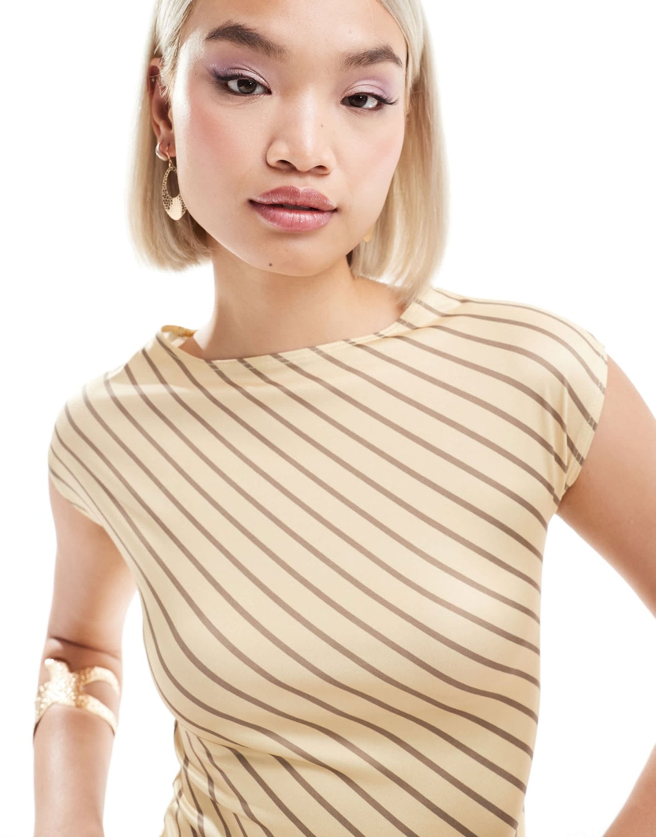Motel nova striped slash neck top in yellow - ASOS Sample Sale EU Store