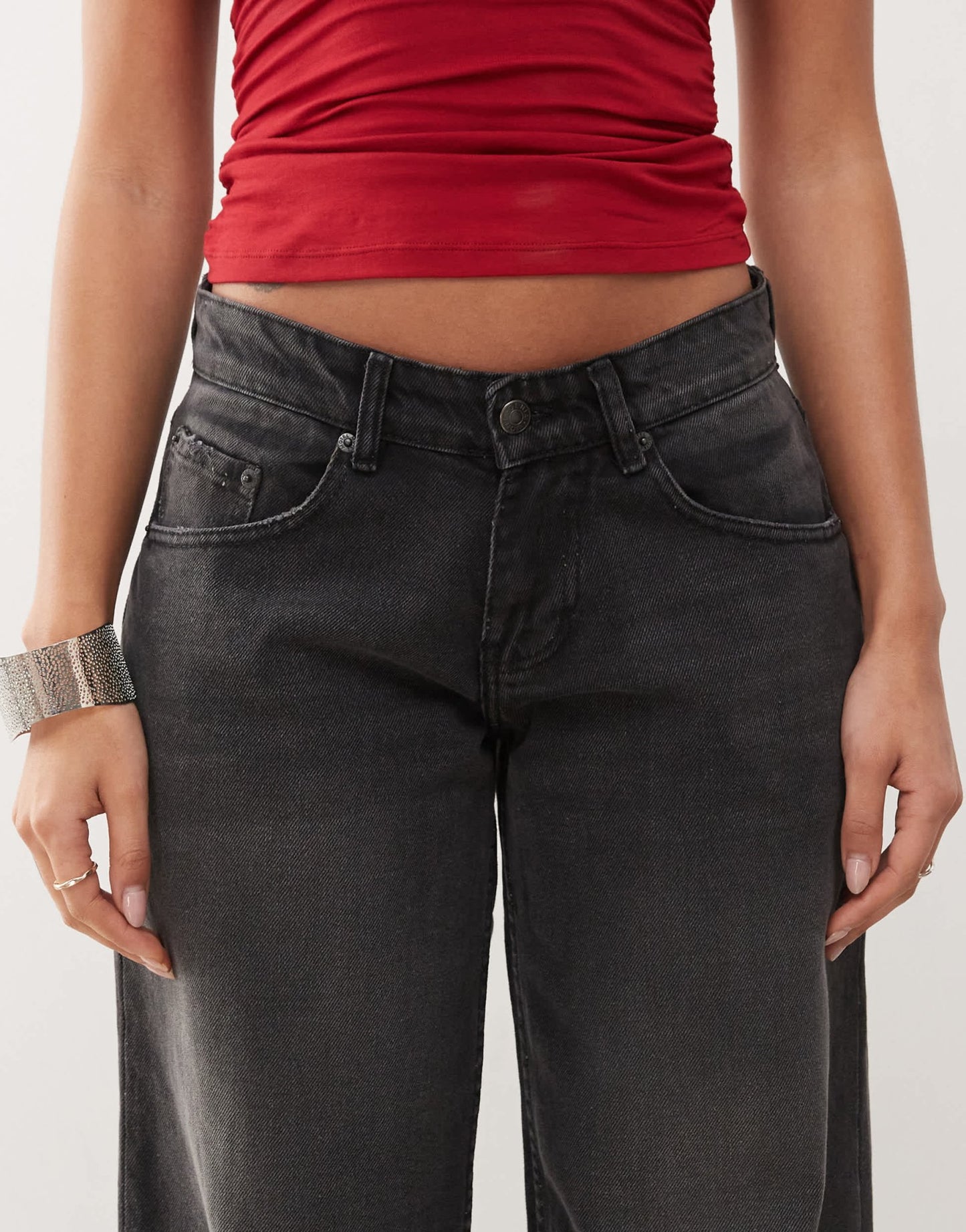 Motel roomy extra wide low rise jeans in washed black grey - ASOS Sample Sale EU Store
