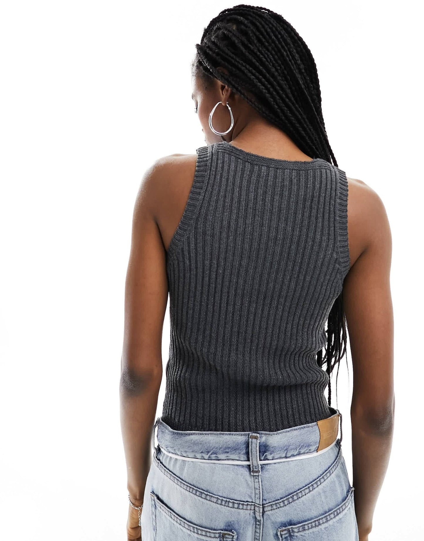 Motel textured ribbed racer vest in charcoal grey - ASOS Sample Sale EU Store