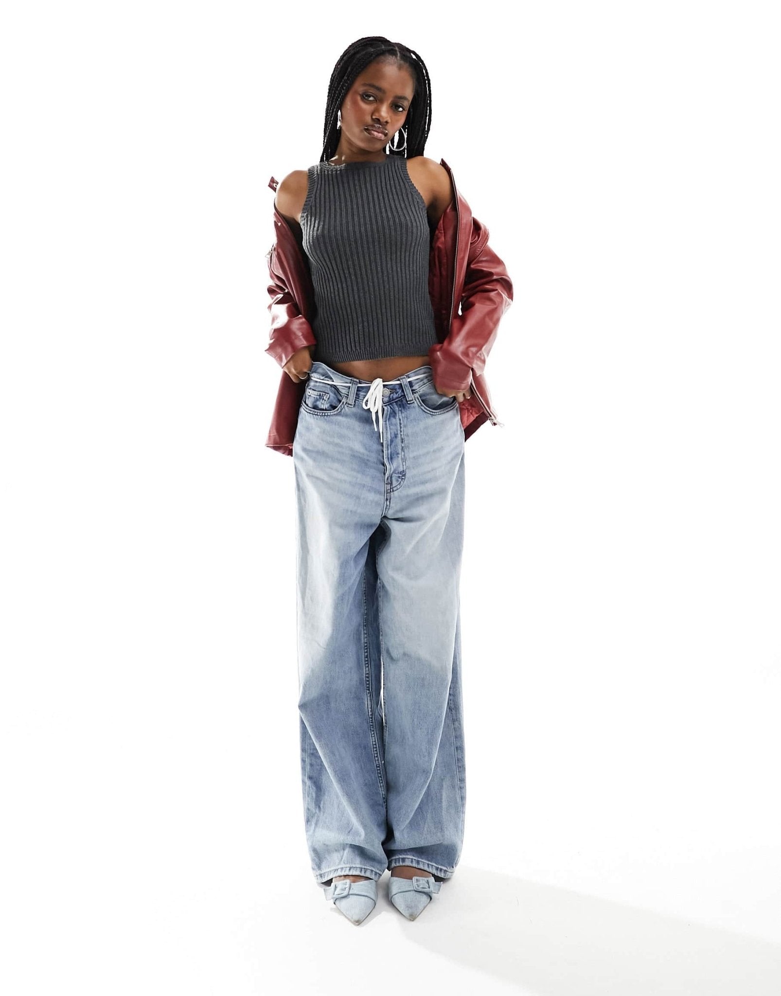 Motel textured ribbed racer vest in charcoal grey - ASOS Sample Sale EU Store
