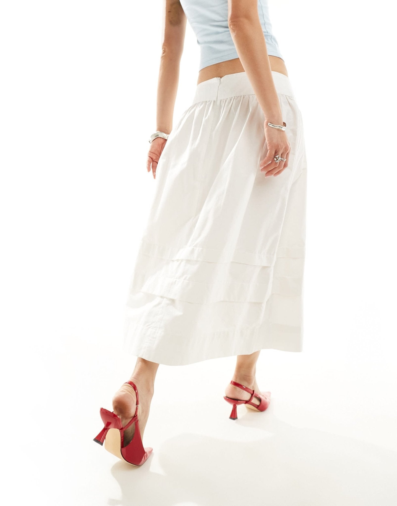 Motel waist detail pleated cotton midi skirt in white - ASOS Sample Sale EU Store