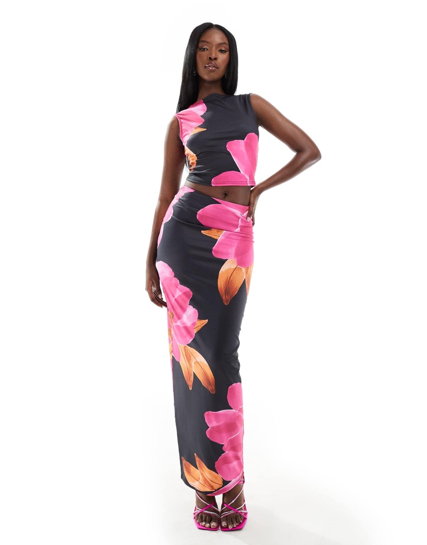 Murci column maxi skirt co - ord in pink peony - ASOS Sample Sale EU Store