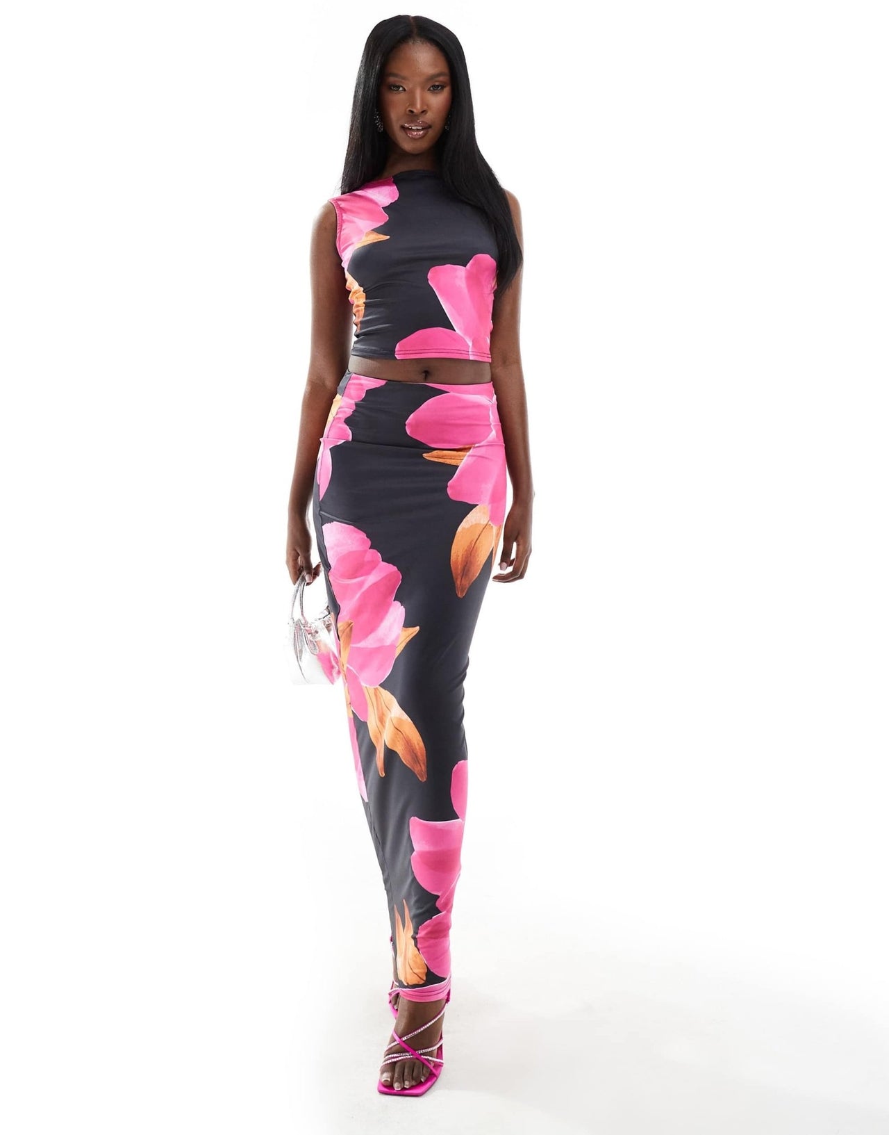 Murci column maxi skirt co - ord in pink peony - ASOS Sample Sale EU Store