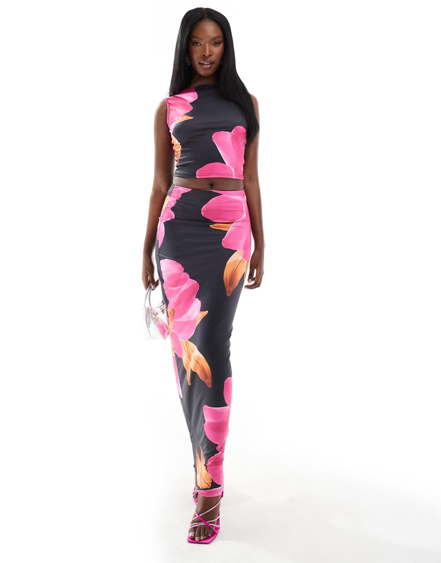 Murci column maxi skirt co - ord in pink peony - ASOS Sample Sale EU Store