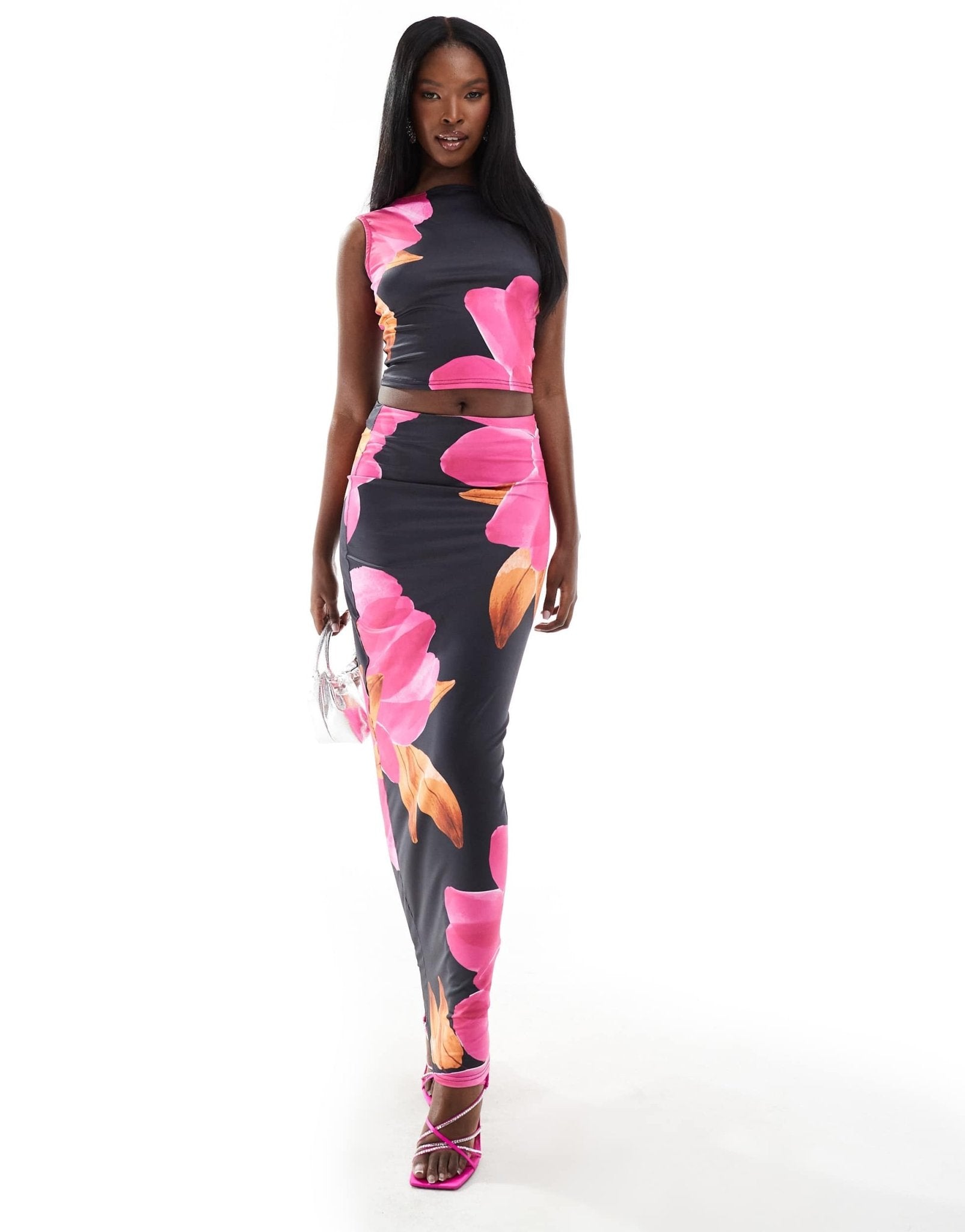 Murci column maxi skirt co - ord in pink peony - ASOS Sample Sale EU Store