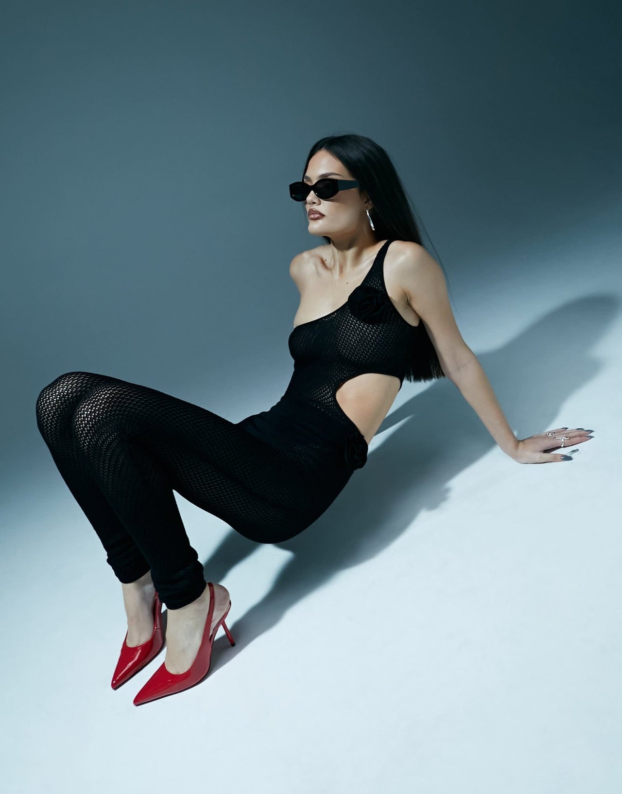 Murci corsage detail cut out one shoulder jumpsuit in black - ASOS Sample Sale EU Store